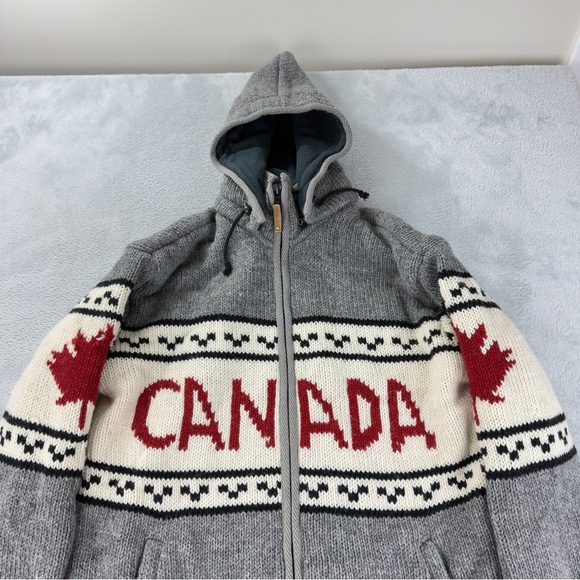 VTG Ark Imports Men's Size XXL 100% New Zealand Wool Cowichan Maple Leaf Jacket - Picture 7 of 16